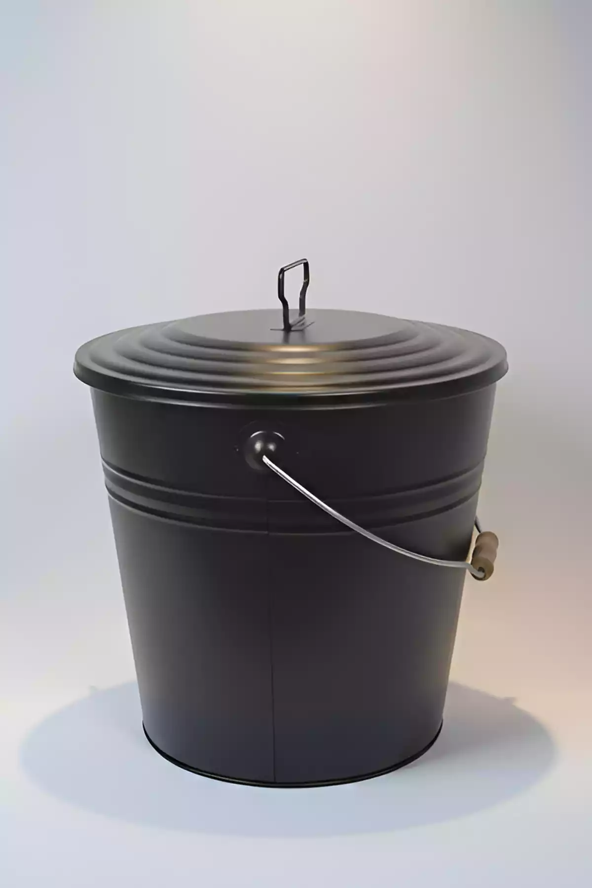 15 Litre Kapaklı Metal Siyah Kova - Çok Amaçlı Saklama Kabı ve Saksı (30x27/23 cm)