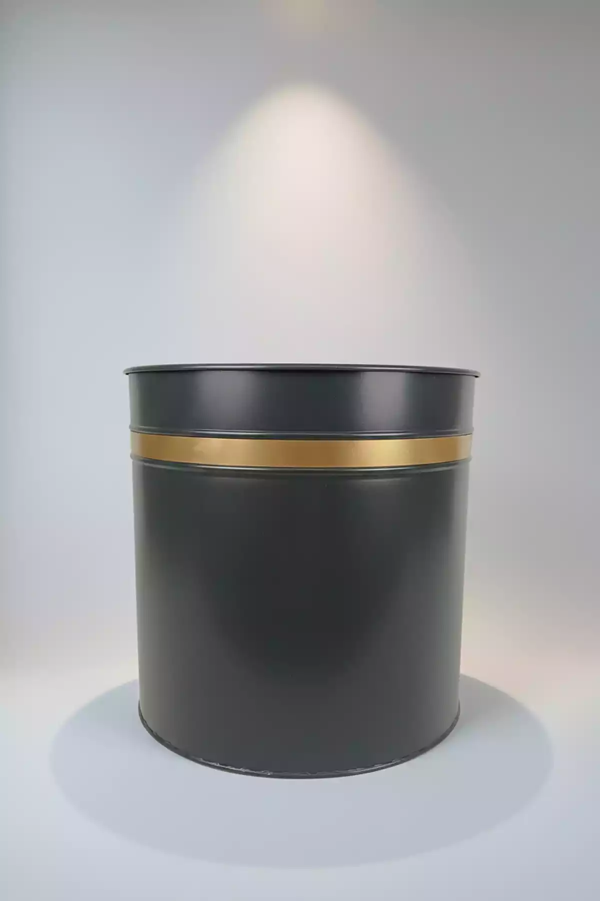 Zenith 30x30 cm Altın Şeritli Silindir Saksı - İç ve Dış Mekan Modern Metal Saksılık