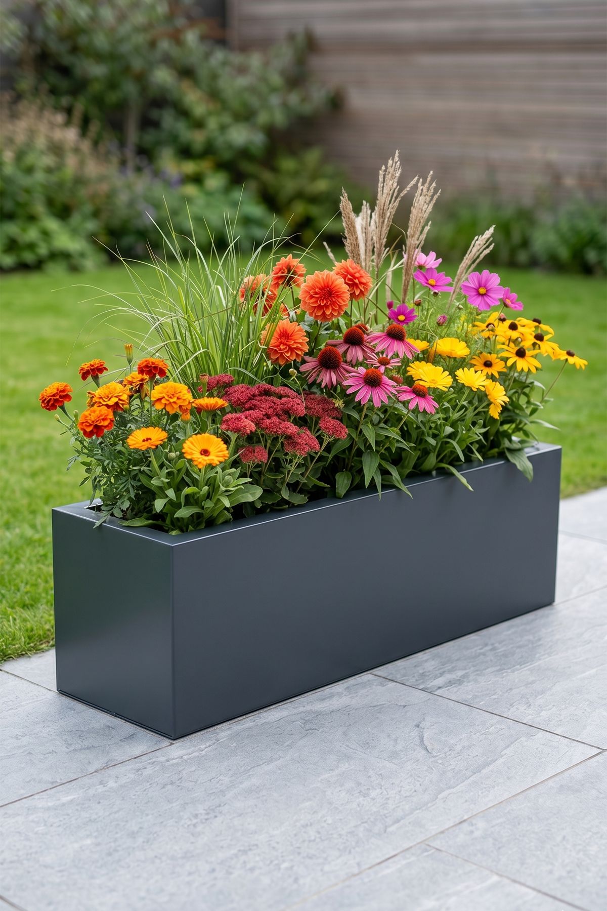 Zenith 97x25x30 cm Yatay Dikdörtgen Saksılık - İç & Dış Mekan Modern Metal Saksı