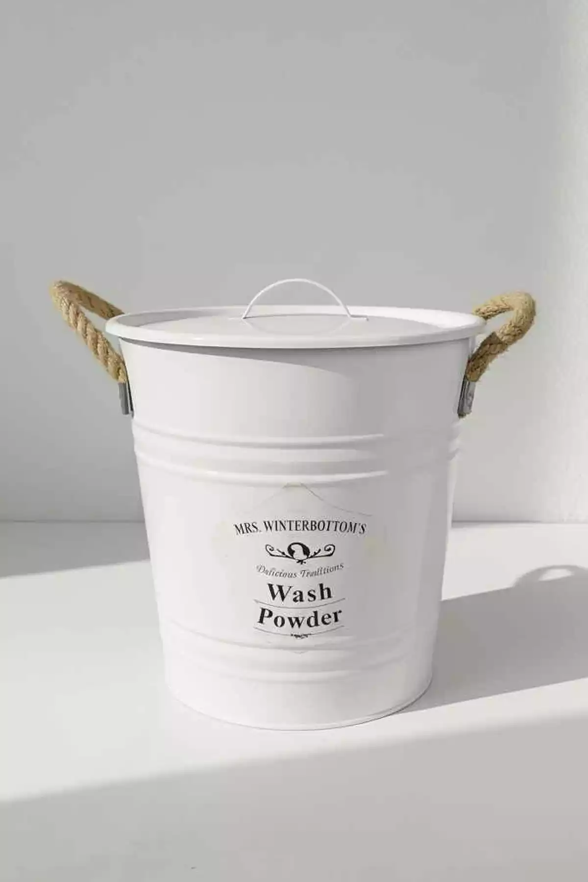 Metal 9 Litre Kapaklı Deterjanlık ve Deterjan Saklama Kovası - Çok Amaçlı Banyo Saklama Kabı