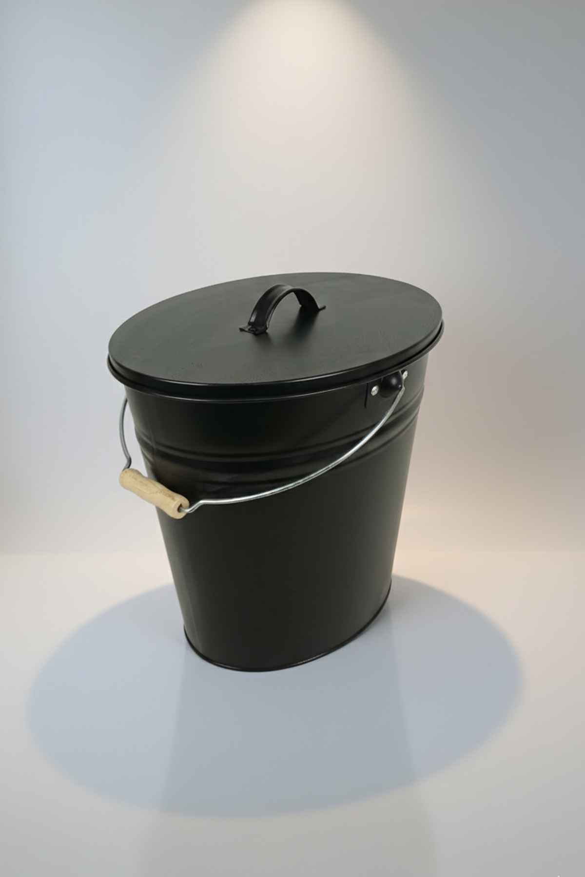 14 Litre Kapaklı Metal Elips Saklama Kabı ve Dekoratif Kova
