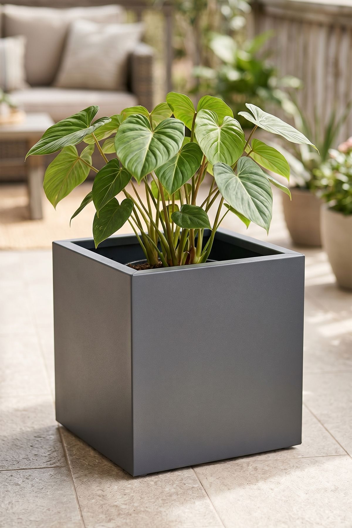 Zenith 35 cm Kare Küp Metal Saksı - İç & Dış Mekan Modern Dekoratif Saksılık (35x35x35 cm)