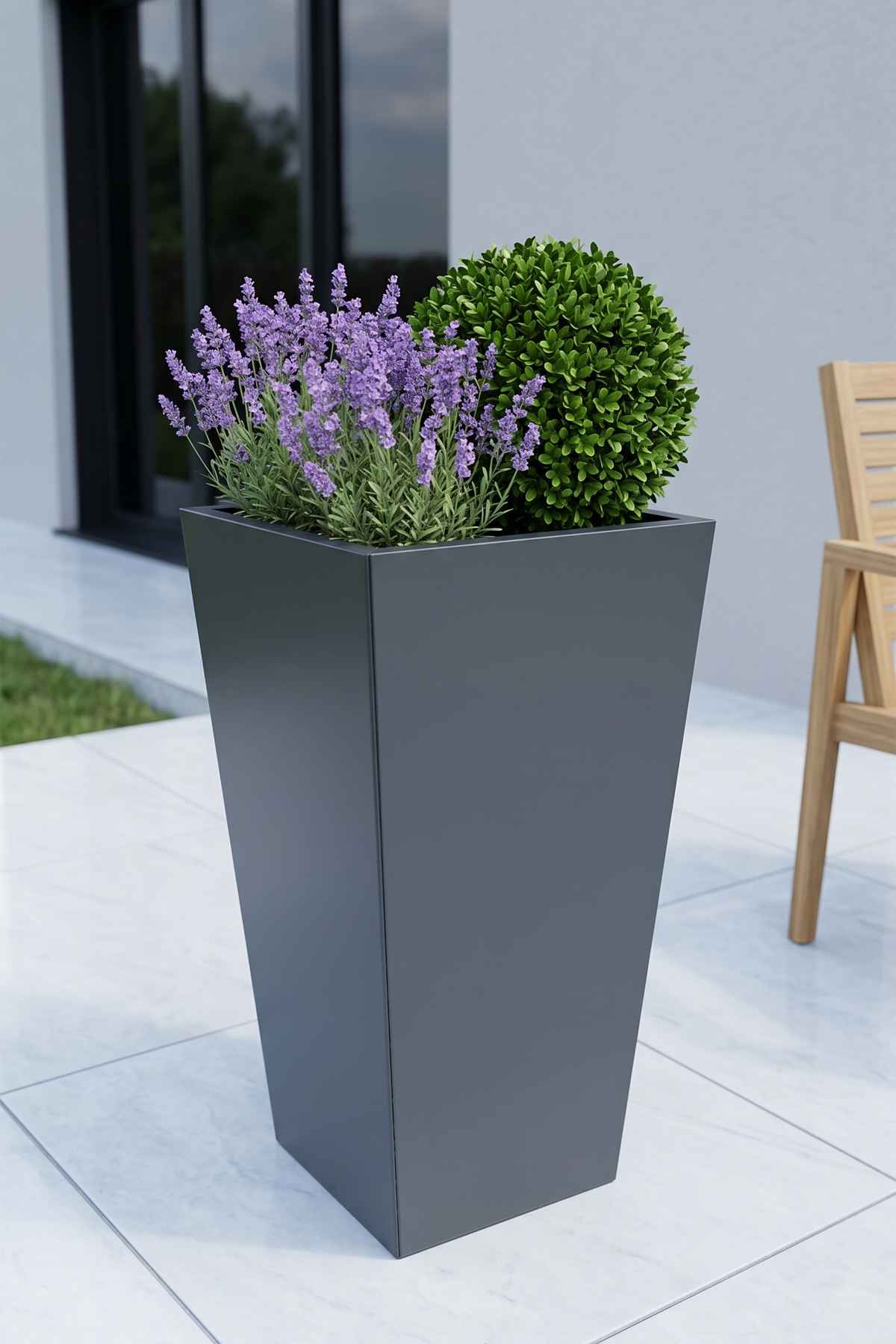 Zenith 60 cm Dikey Konik Metal Saksı - İç ve Dış Mekan Modern Dekoratif Saksılık (60x30/20 cm)