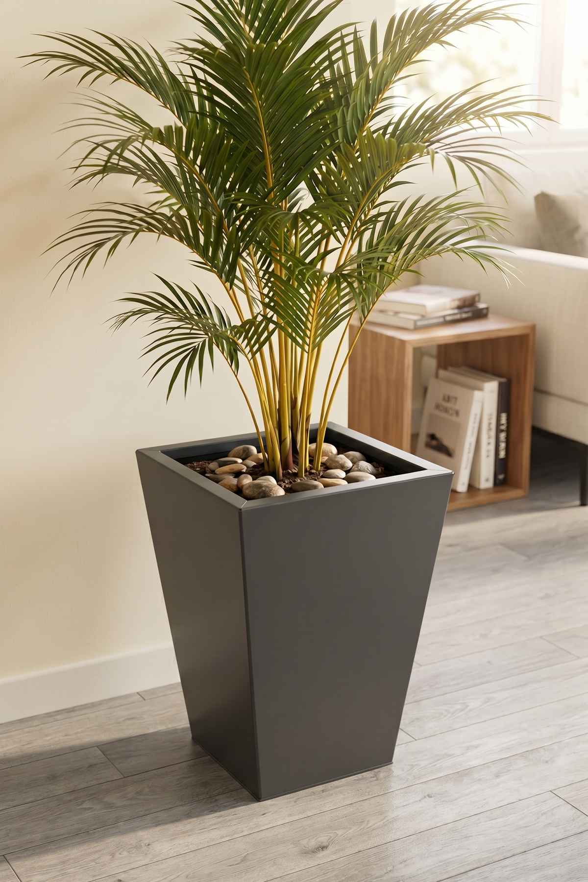 Zenith 40 cm Dikey Konik Metal Saksı - İç ve Dış Mekan Modern Dekoratif Saksılık (40x30/20 cm)