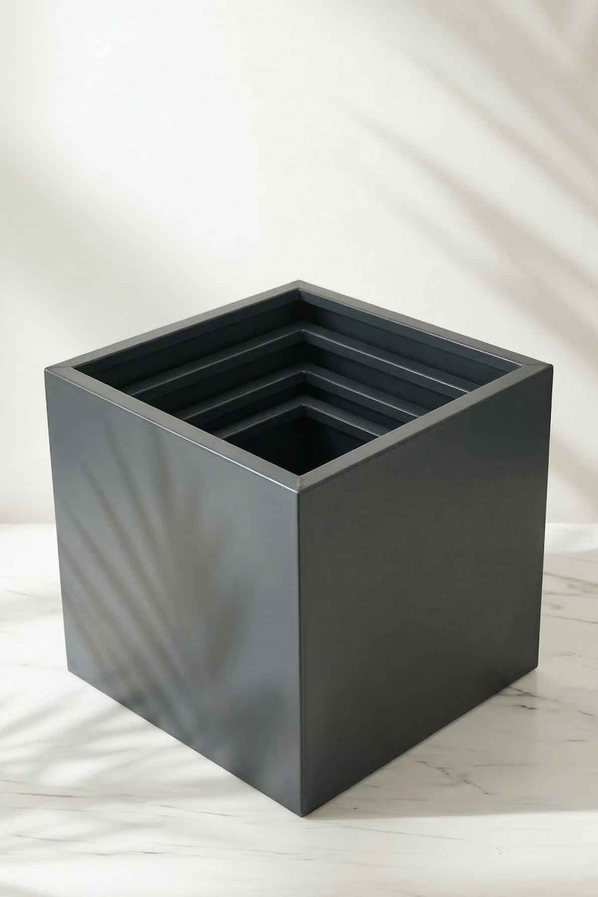 Zenith Dörtlü Set Kare Küp Metal Saksı - İç & Dış Mekan Modern Dekoratif Saksılık (25, 30, 35, 40)