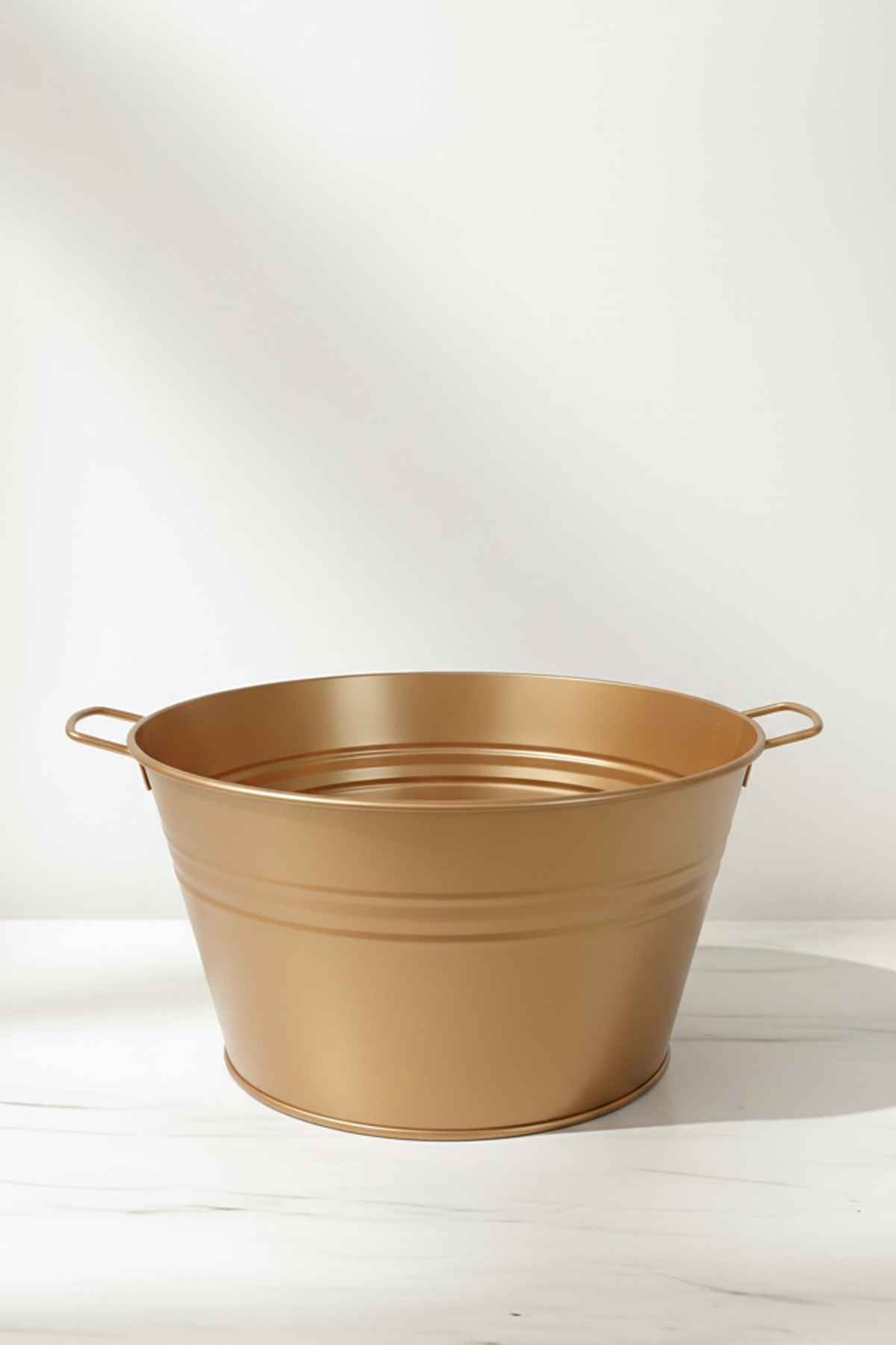 14 Litre Paslanmaz Metal Leğen - Bakır Renk Çok Amaçlı Kova ve Bahçe/Balkon Saksılığı (35 cm Çap)