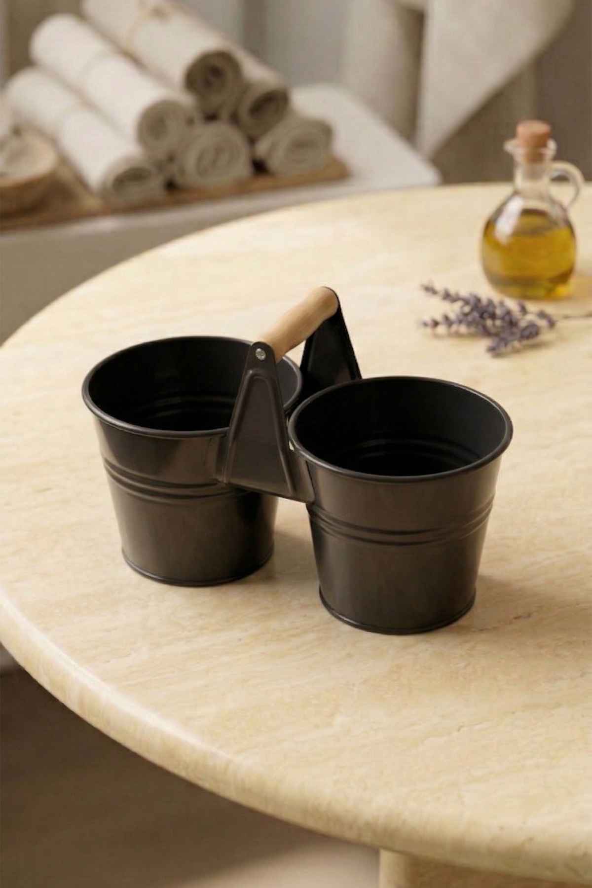 İkiz Saksılık Metal 10 cm - Dekoratif Çiçeklik Kova ve Çok Amaçlı Düzenleyici