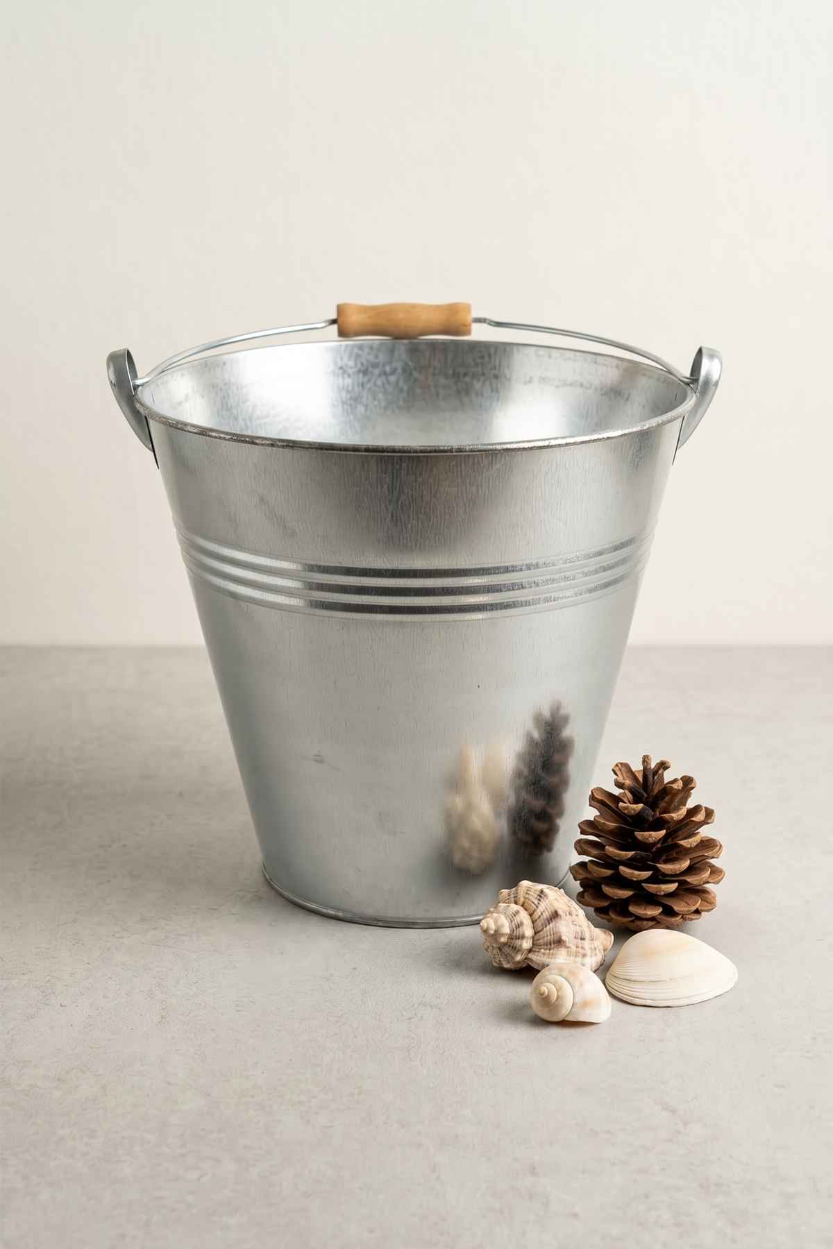 Metal Dekoratif Kova 10 Litre - 28 cm Çok Amaçlı Saplı Galvaniz Saksılık ve Düzenleyici