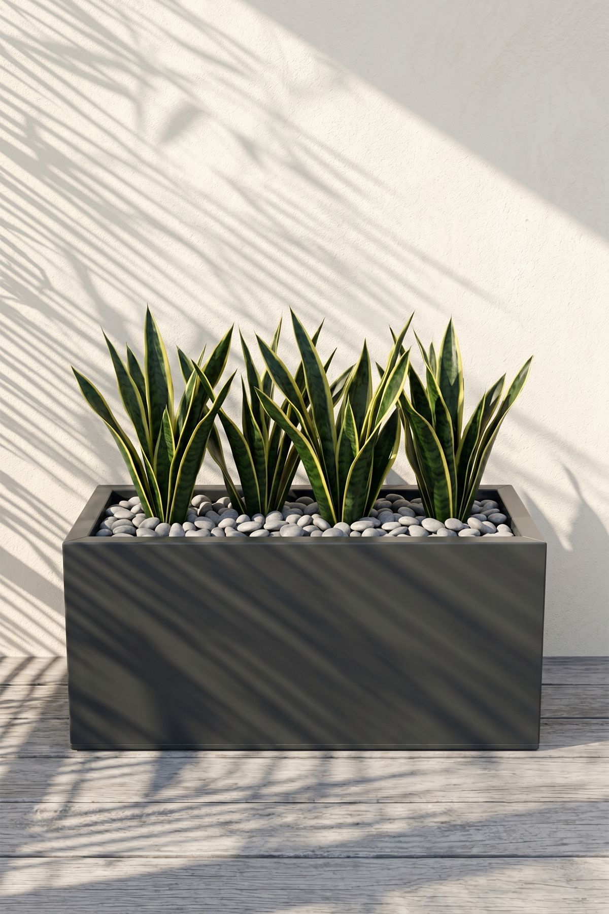 Zenith 50x20x20 cm Yatay Dikdörtgen Antrasit Saksılık - İç & Dış Mekan Modern Metal Saksı