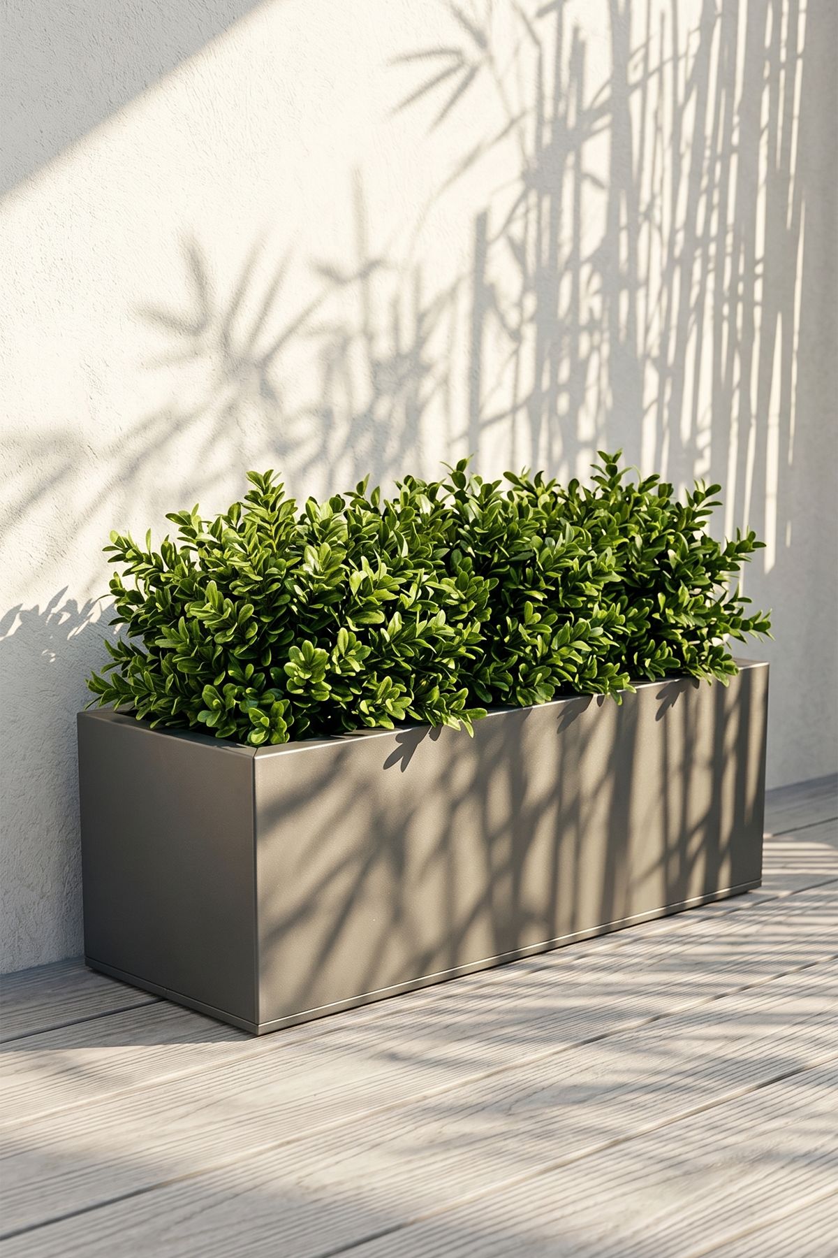 Zenith 60x20x20 cm Yatay Dikdörtgen Antrasit Saksılık - İç & Dış Mekan Modern Metal Saksı
