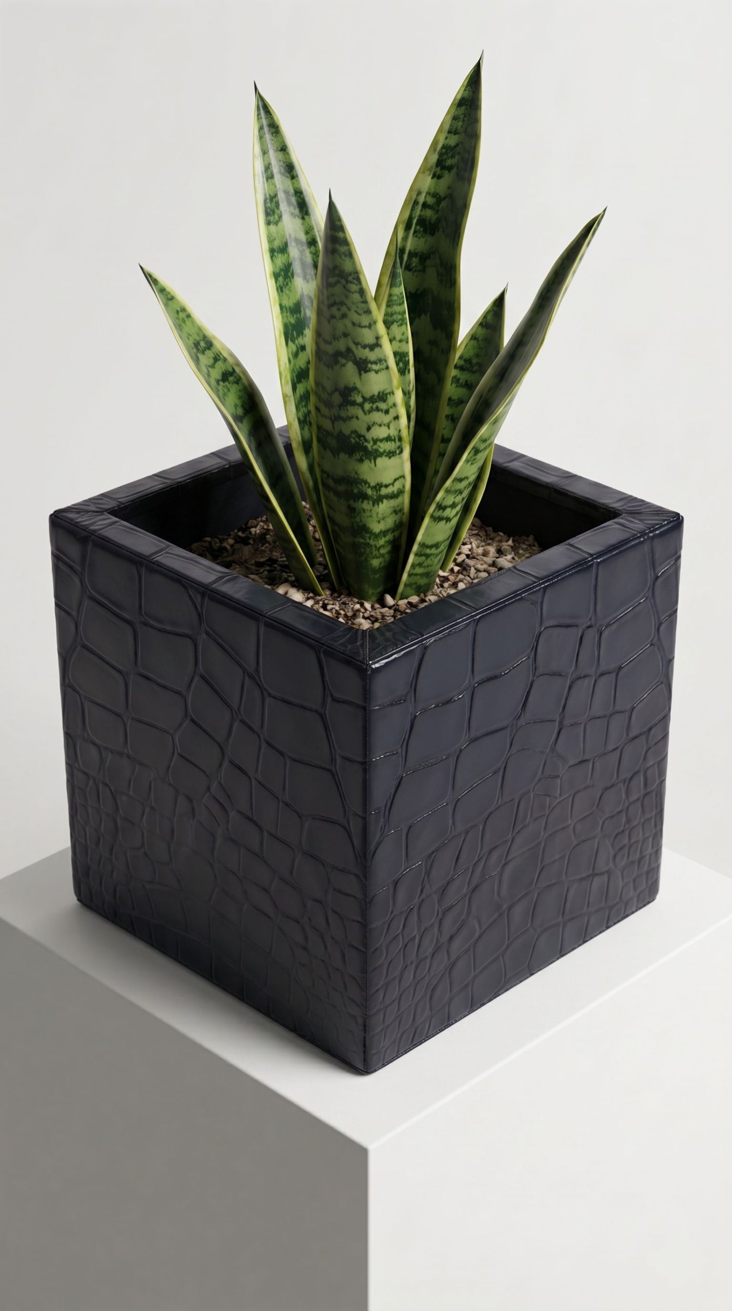 Metal Üstü Deri Kaplı Küp Saksı 20x20x20 cm - Ev ve Ofis Masaüstü Saksı