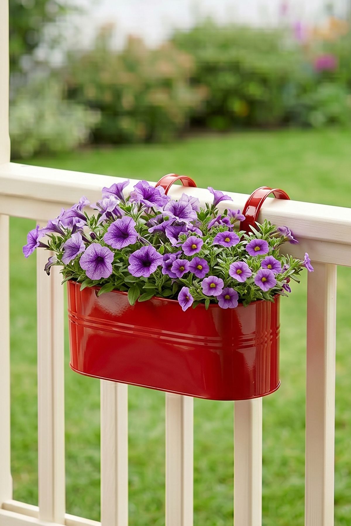 Askılı Metal Elips Saksı - Sökülebilir Askılı Balkon Saksılık ve Çiçeklik 7 Litre
