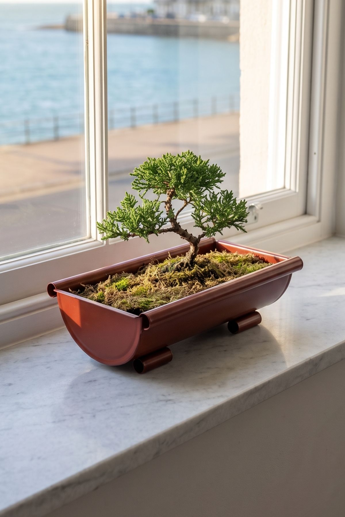 Metal Dikdörtgen Bonsai ve Sukulent Saksısı 31 cm - Vintage Ayaklı Dekoratif Çiçeklik Saksı