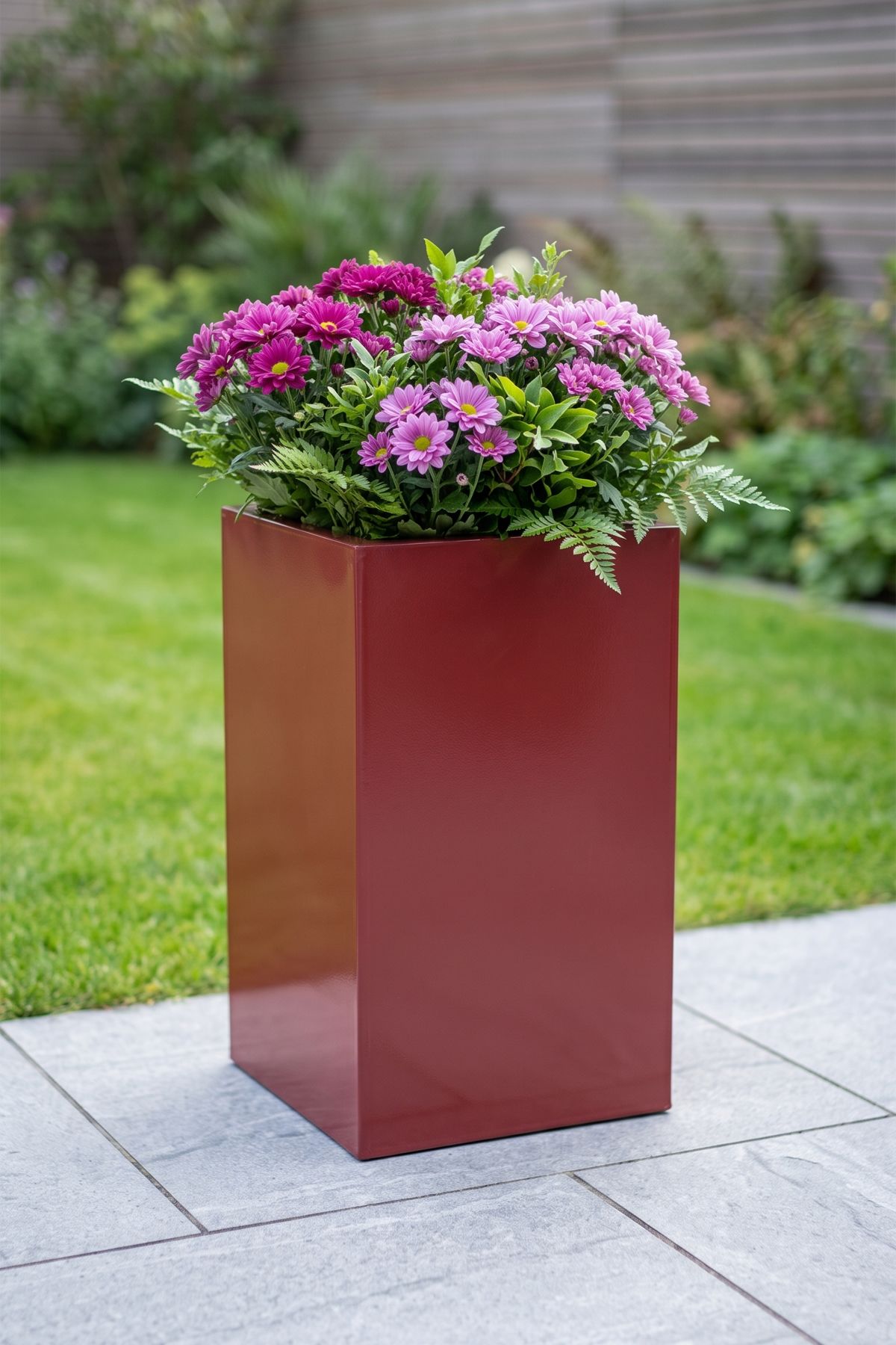 Zenith 50 cm Dikey Dikdörtgen Metal Saksı - İç ve Dış Mekan Modern Dekoratif Saksılık (50x30/30 cm)