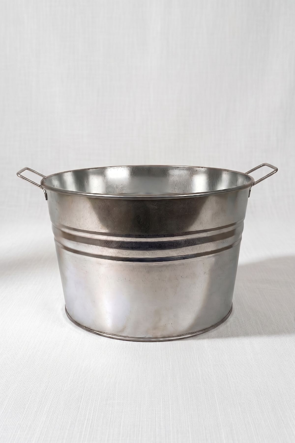 17 Litre Metal Kulplu Metal Leğen - Çok Amaçlı Dekoratif Buz Kovası, Saksılık ve Odunluk