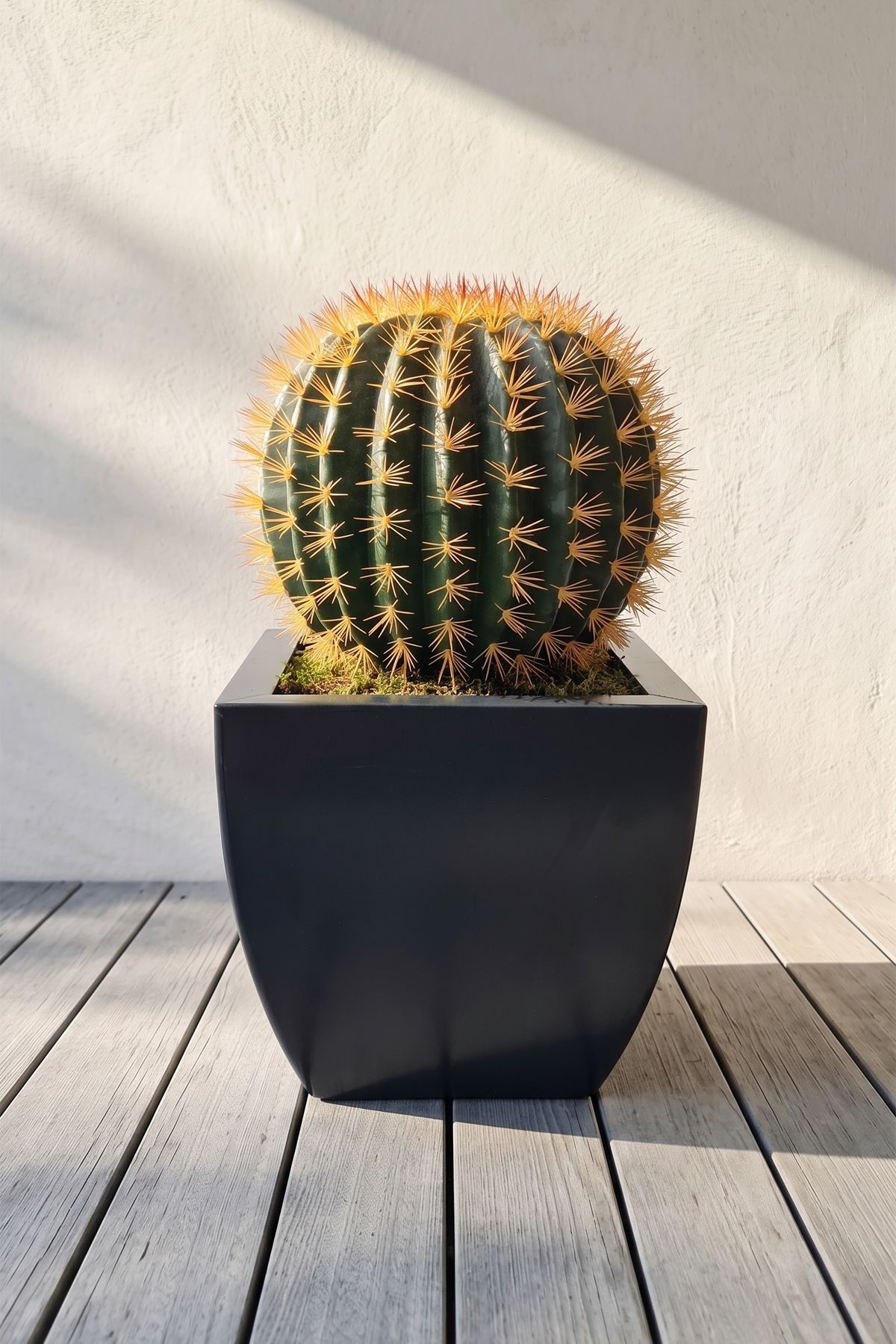 Zenith 30 cm Yapay Kaktüs Kare Kavisli Metal Saksı - İç ve Dış Mekan Modern Metal Saksılık (30x30/20 cm)